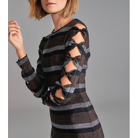 Ted Baker Simona Metallic Sparkle Bow Bodycon Dress Ted Size 3 Fits US Sizes 6-8 - Picture 5 of 13